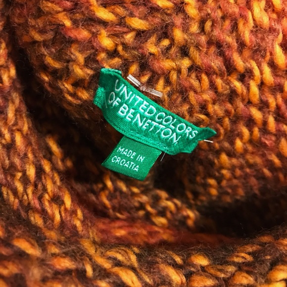 UNITED COLORS OF BENETTON WOMEN'S BROWN MIX WOOL SWEATER-VEST WITH BELT - Picture 3 of 6